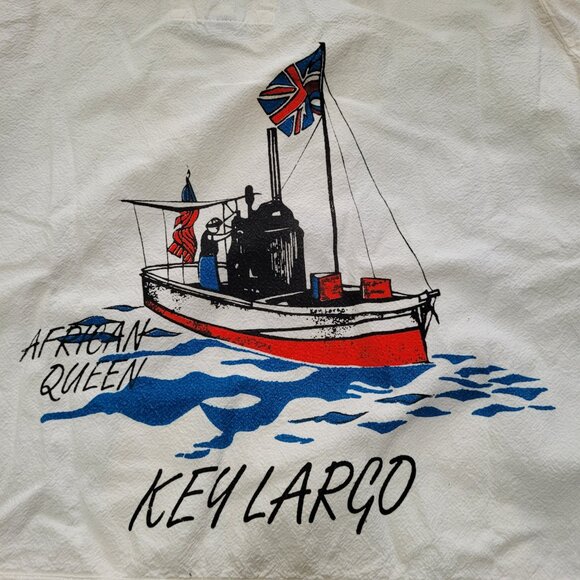 Key Largo FL Cotton Crepe Shirt Nautical Long Sleeve Lightweight Pocket Vintage - Picture 11 of 14